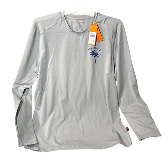 Margaritaville UPF 50 Water Resistant Moisture Wicking Long Sleeve Shirt Gray L - Picture 1 of 4